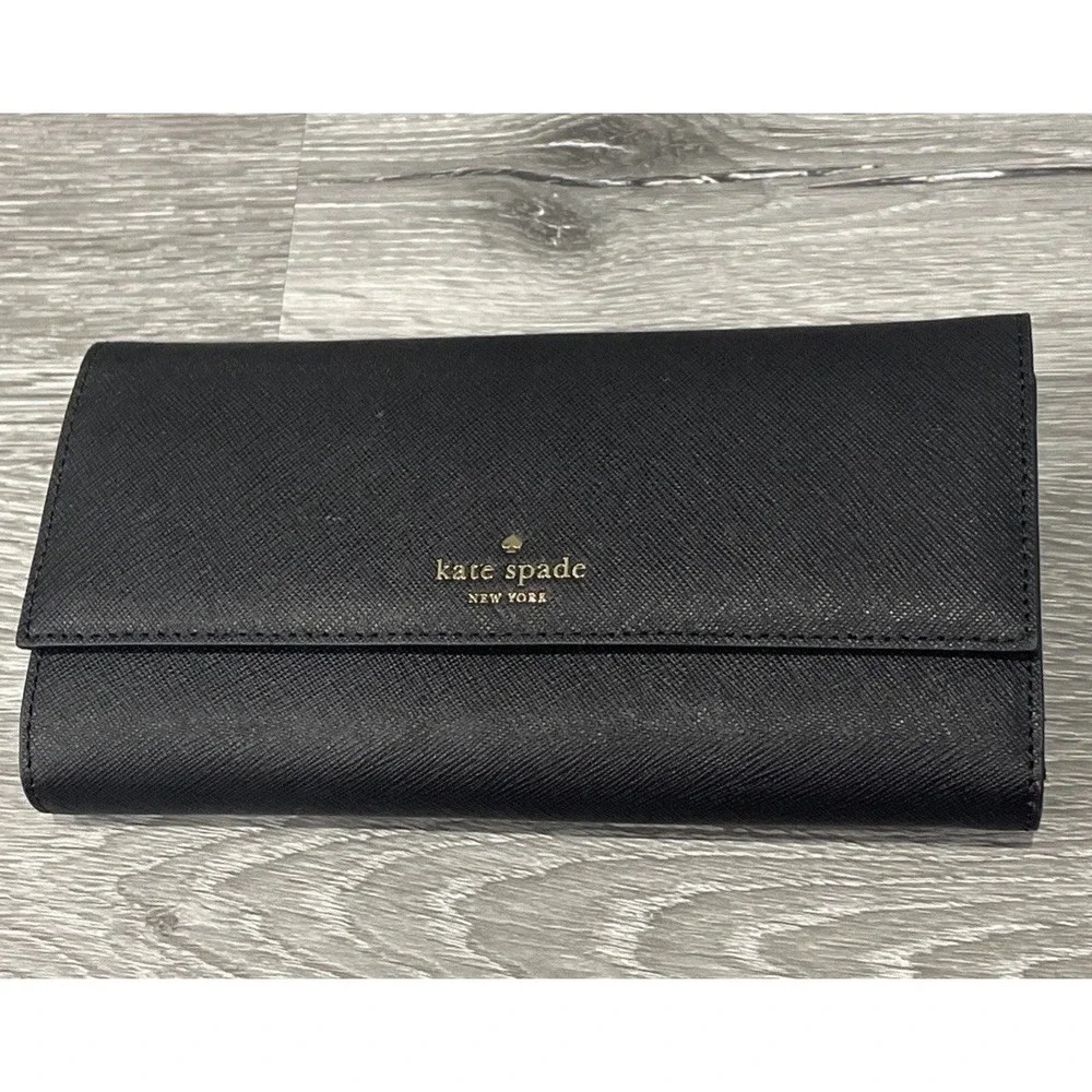 Kate Spade Leather Wallet Black With Phone‎ Holder NWOT